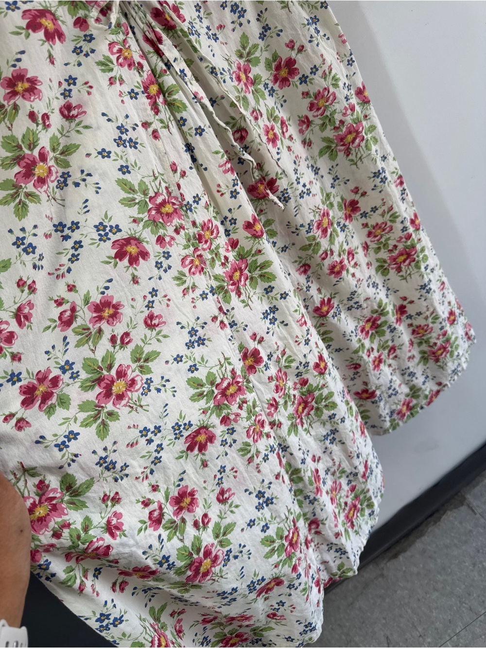 VTG April Cornell Floral Cotton Midi Dress Ivory Medium Cottagecore Prairie Boho - Picture 6 of 14